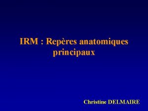 IRM Repres anatomiques principaux Christine DELMAIRE Le signal