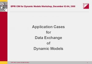 EPRI CIM for Dynamic Models Workshop December 02