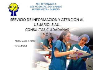 NIT 801 002 325 3 ESE HOSPITAL SAN