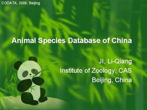 CODATA 2006 Beijing Animal Species Database of China