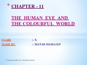 CHAPTER 11 THE HUMAN EYE AND THE COLOURFUL