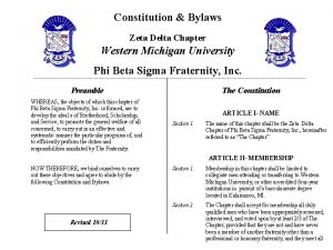 Constitution Bylaws Zeta Delta Chapter Western Michigan University