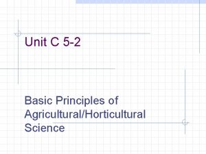 Unit C 5 2 Basic Principles of AgriculturalHorticultural