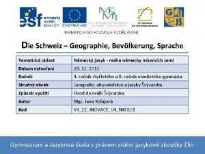 Die Schweiz Geographie Bevlkerung Sprache Tematick oblast Nmeck