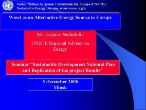 United Nations Economic Commission for Europe UNECE Sustainable