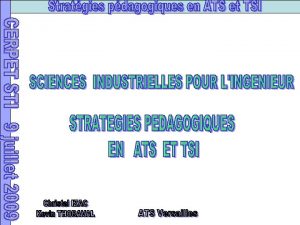 CAHIER DES CHARGES UN ENSEIGNEMENT DES SCIENCES INDUSTRIELLES