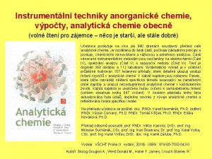 Instrumentln techniky anorganick chemie vpoty analytick chemie obecn