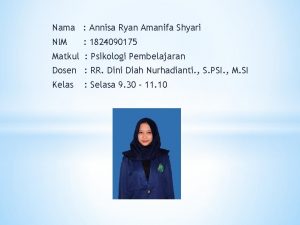 Nama Annisa Ryan Amanifa Shyari NIM 1824090175 Matkul