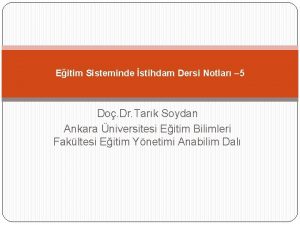 Eitim Sisteminde stihdam Dersi Notlar 5 Do Dr