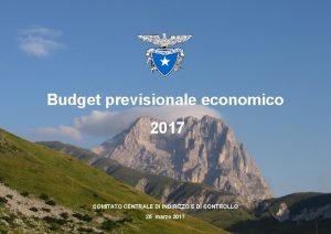 Budget previsionale economico 2017 COMITATO CENTRALE DI INDIRIZZO