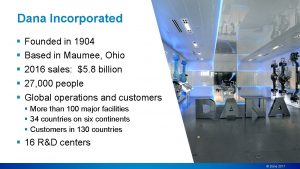 Dana Incorporated Founded in 1904 Based in Maumee