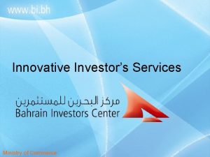 Innovative Investors Services Ministry of Commerce Agenda Ministry