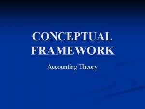 CONCEPTUAL FRAMEWORK Accounting Theory WHAT n Conceptual Framework