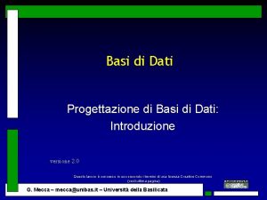 Basi di Dati Progettazione di Basi di Dati