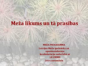 Mea likums un t prasbas MEA PROGRAMMA Latvijas