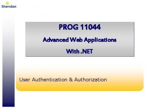 PROG 11044 Advanced Web Applications With NET User