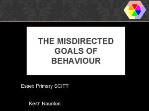 THE MISDIRECTED GOALS OF BEHAVIOUR Essex Primary SCITT