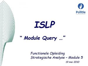 ISLP Module Query Functionele Opleiding Strategische Analyse Module