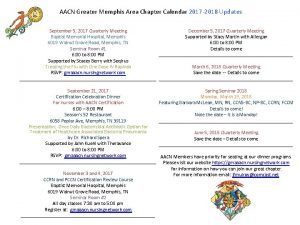 AACN Greater Memphis Area Chapter Calendar 2017 2018