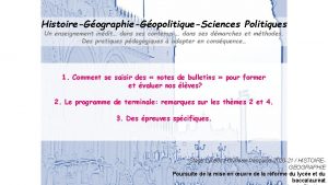 HistoireGographieGopolitiqueSciences Politiques Un enseignement indit dans ses contenus