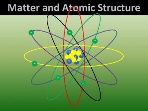 Matter and Atomic Structure Matter and Atomic Structure