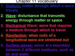 Chapter 11 vocabulary 1 Medium matter through which