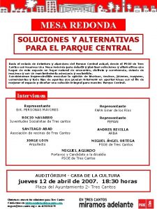 MESA REDONDA SOLUCIONES Y ALTERNATIVAS PARA EL PARQUE