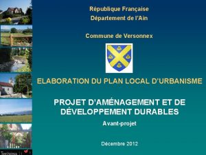 Rpublique Franaise Dpartement de lAin Commune de Versonnex