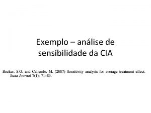 Exemplo anlise de sensibilidade da CIA Dados Dados