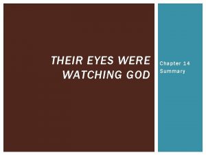 THEIR EYES WERE WATCHING GOD Chapter 14 Summary