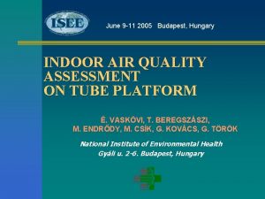 June 9 11 2005 Budapest Hungary INDOOR AIR