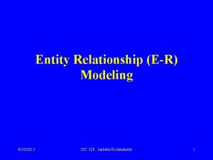 Entity Relationship ER Modeling 9102012 ISC 329 Isabelle