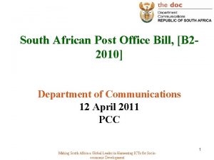 South African Post Office Bill B 22010 Department