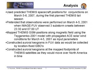 Analysis Used predicted THEMIS spacecraft positions for conjunctions