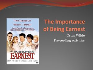 The Importance of Being Earnest Oscar Wilde Prereading
