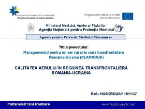 Ministerul Mediului Apelor i Pdurilor Agenia Naional pentru