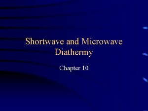 Shortwave and Microwave Diathermy Chapter 10 Diathermy Application