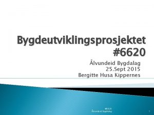 Bygdeutviklingsprosjektet 6620 lvundeid Bygdalag 25 Sept 2015 Bergitte