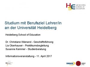 Studium mit Berufsziel Lehrerin an der Universitt Heidelberg