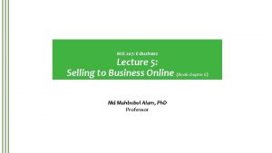 MIS 207 EBusiness Lecture 5 Selling to Business