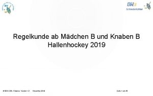 Regelkunde ab Mdchen B und Knaben B Hallenhockey