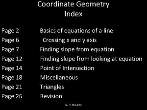 Coordinate Geometry Index Page 2 Page 6 Page