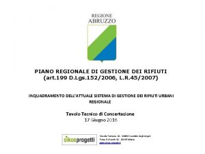 PIANO REGIONALE DI GESTIONE DEI RIFIUTI art 199