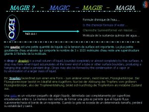 MAGIE MAGIC MAGIE MAGIA Formule chimique de leau