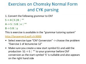 Chomsky normal form exercises