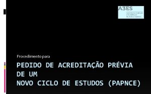 Procedimento para PEDIDO DE ACREDITAO PRVIA DE UM