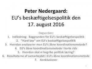 Peter Nedergaard EUs beskftigelsespolitik den 17 august 2016