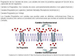 Regulacin de los Canales de iones Los canales