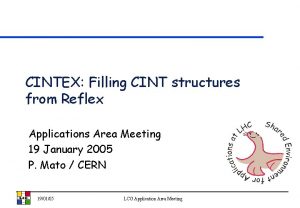 CINTEX Filling CINT structures from Reflex Applications Area