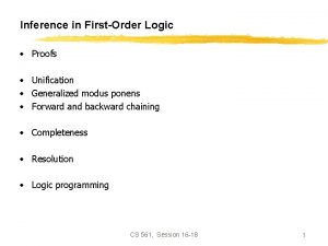 Inference in FirstOrder Logic Proofs Unification Generalized modus